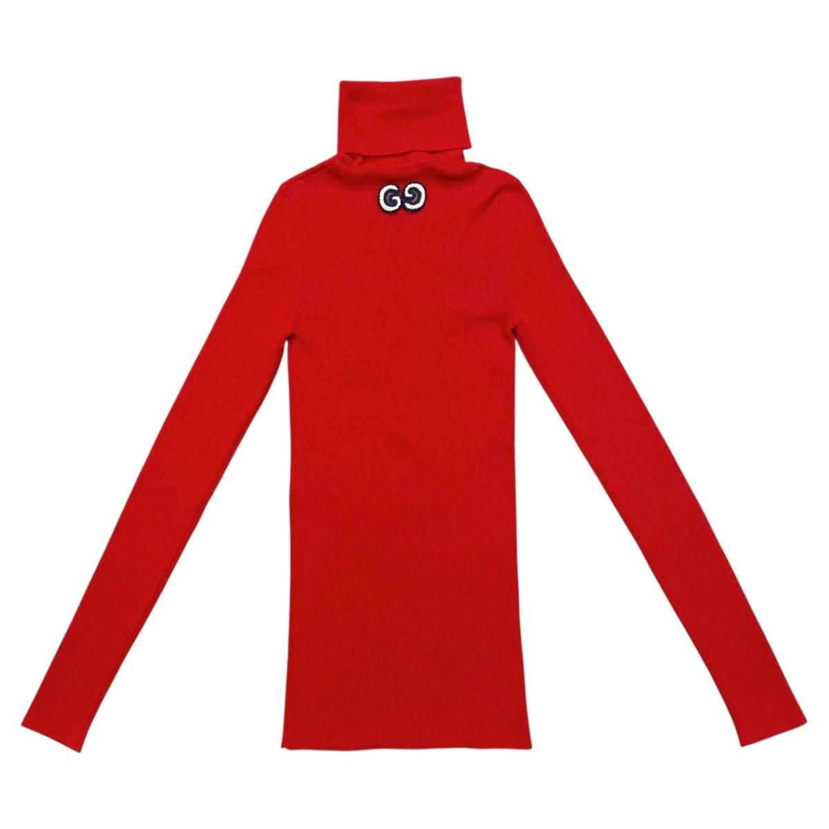 Gucci Sweater Fine Wool Ribbed Turtleneck Knit XS Logo Embroidery — view 2