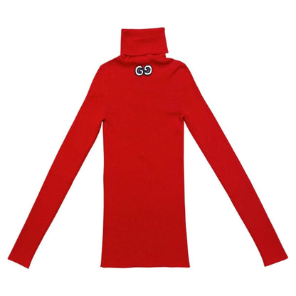 Gucci Sweater Fine Wool Ribbed Turtleneck Knit XS Logo Embroidery — view 2