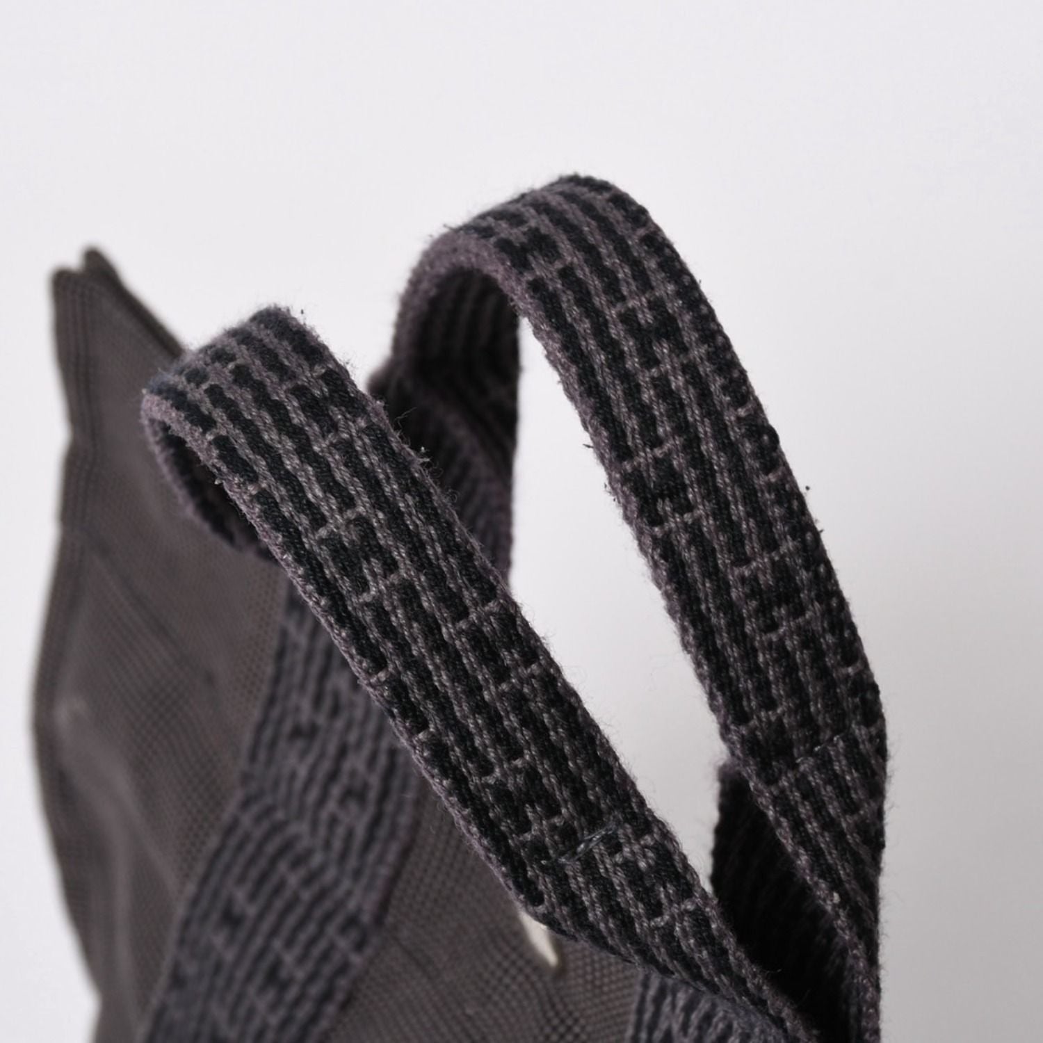 Hermes Her Line Tote Bag PM Dark Gray Nylon Canvas H Monogram Woven Pattern — view 5