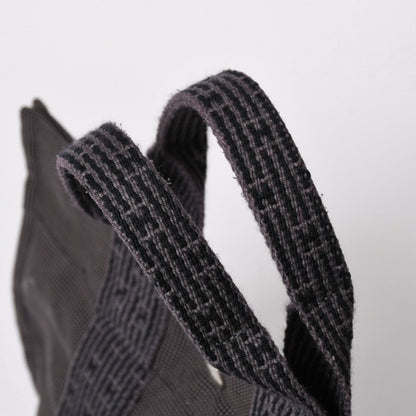 Hermes Her Line Tote Bag PM Dark Gray Nylon Canvas H Monogram Woven Pattern — view 5