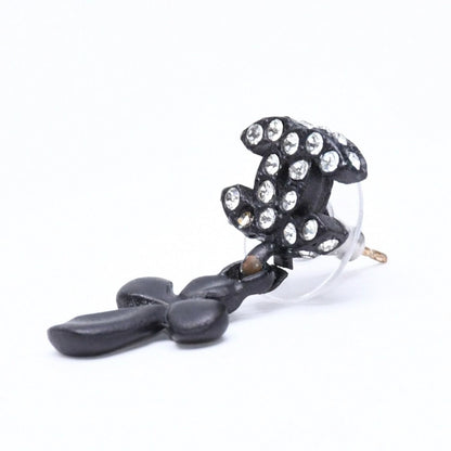 Chanel CC Logo Drop Earrings 01 Metal Rhinestone Black Clear — view 2