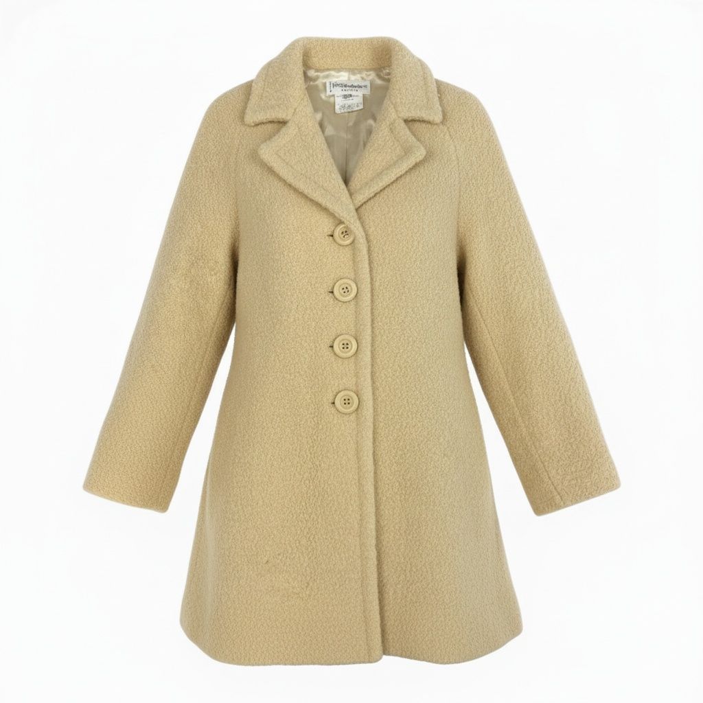 Saint Laurent Vintage Fleece Coat Shaggy Boa 38 Beige