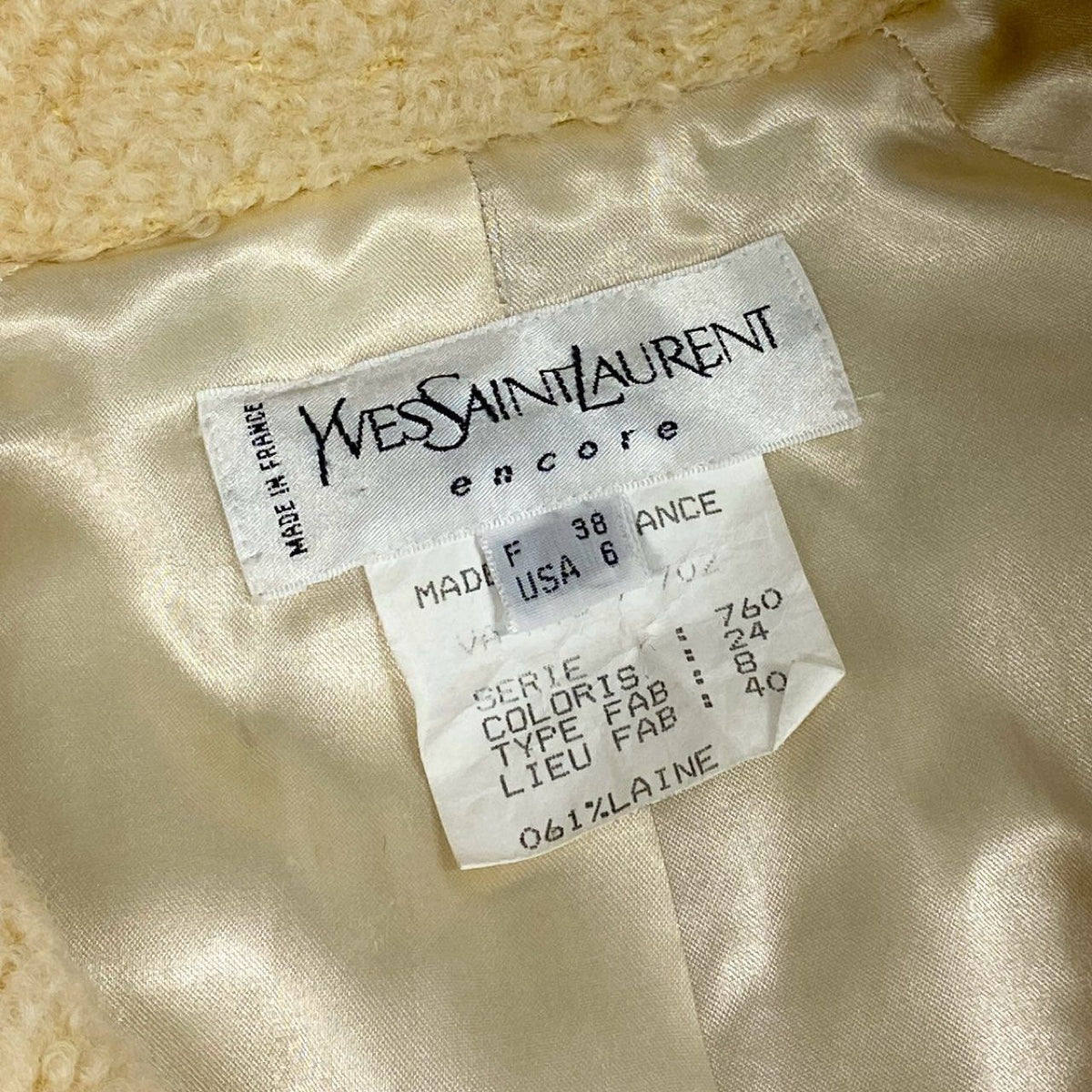 Saint Laurent Vintage Fleece Coat Shaggy Boa 38 Beige — view 8