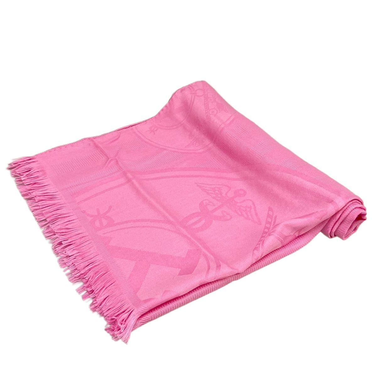 Hermes Shawl New Libris Pink Cashmere Silk Scarf