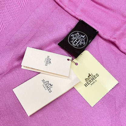 Hermes Shawl New Libris Pink Cashmere Silk Scarf — view 2