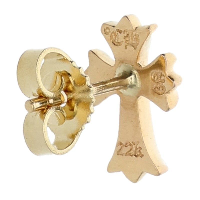 Chrome Hearts 22K No2 CH 22K CH Cross Stud Gold Earrings