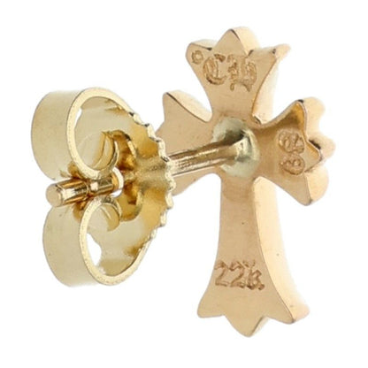 Chrome Hearts 22K No2 CH 22K CH Cross Stud Gold Earrings