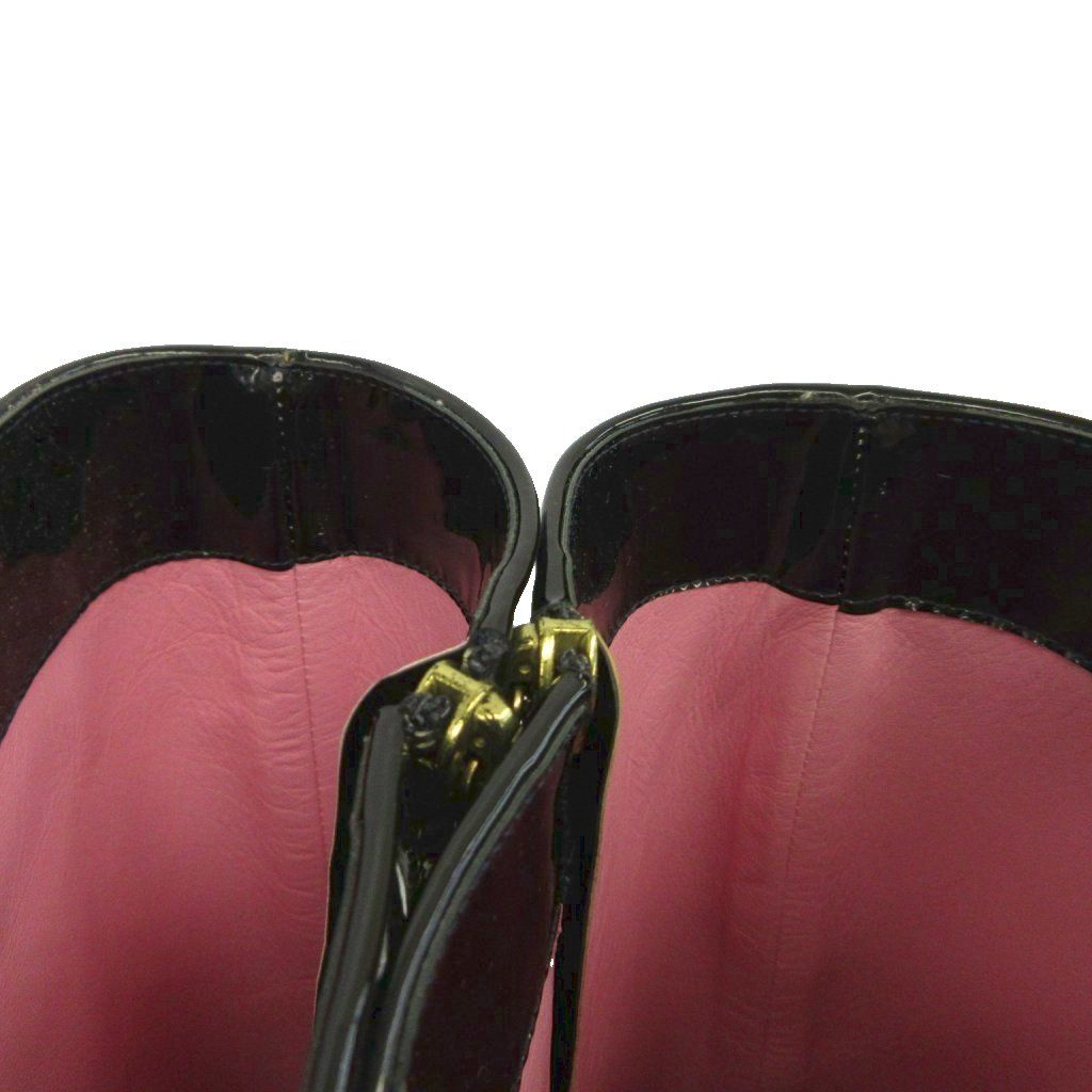 Celine Long Boots Patent Round Toe High Heels Black 38.5 — view 4