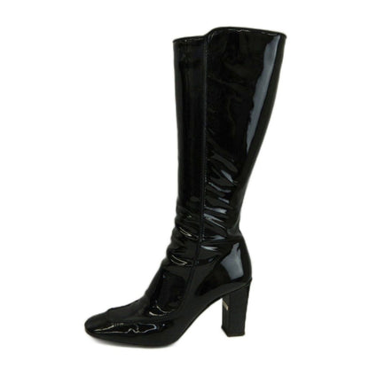 Celine Long Boots Patent Round Toe High Heels Black 38.5 — view 2