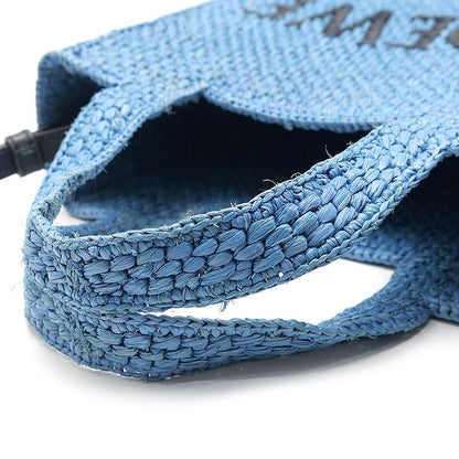Loewe Font Tote Mini Raffia Shoulder Bag with Blue — view 5