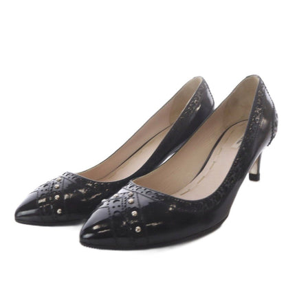 Miu Miu Pumps High Heels Pointed Toe Studs Patent Leather Black 36.5