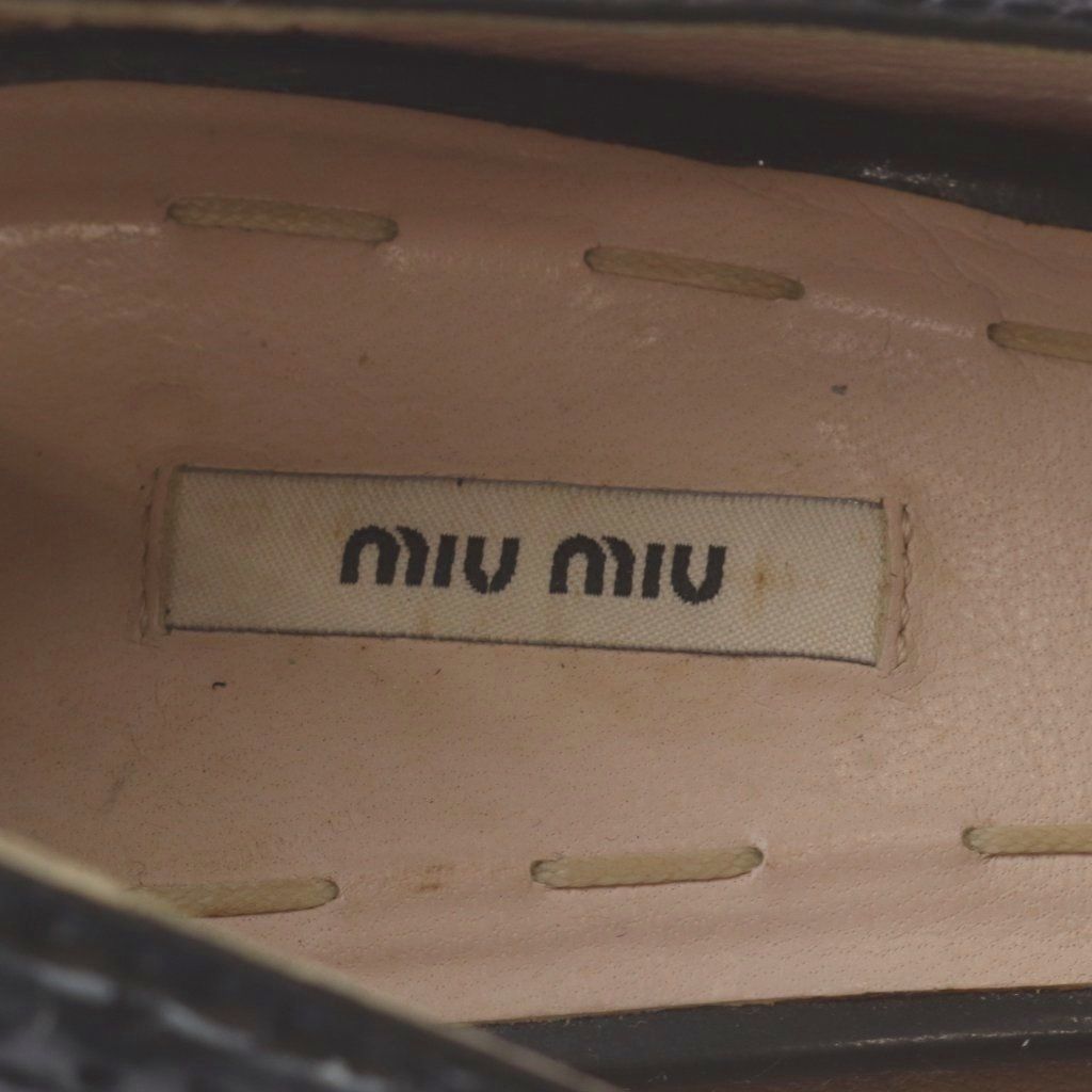 Miu Miu Pumps High Heels Pointed Toe Studs Patent Leather Black 36.5 — view 6