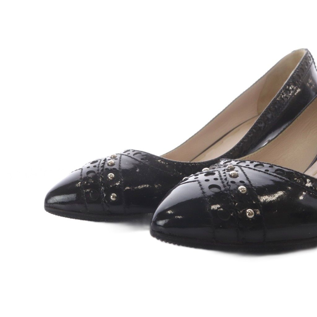 Miu Miu Pumps High Heels Pointed Toe Studs Patent Leather Black 36.5 — view 5