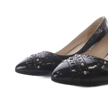 Miu Miu Pumps High Heels Pointed Toe Studs Patent Leather Black 36.5 — view 5