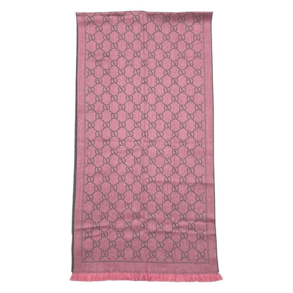 Gucci Scarf GG Wool Pattern Logo Rose Pink Gray — view 5