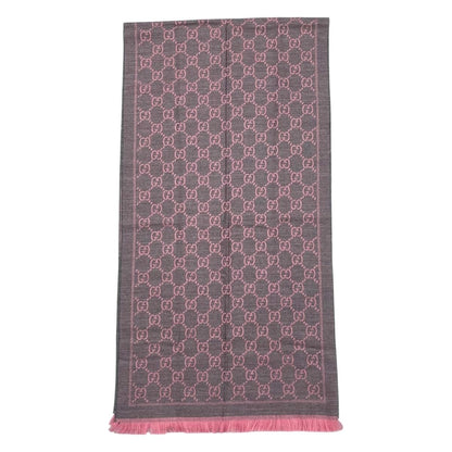 Gucci Scarf GG Wool Pattern Logo Rose Pink Gray — view 3