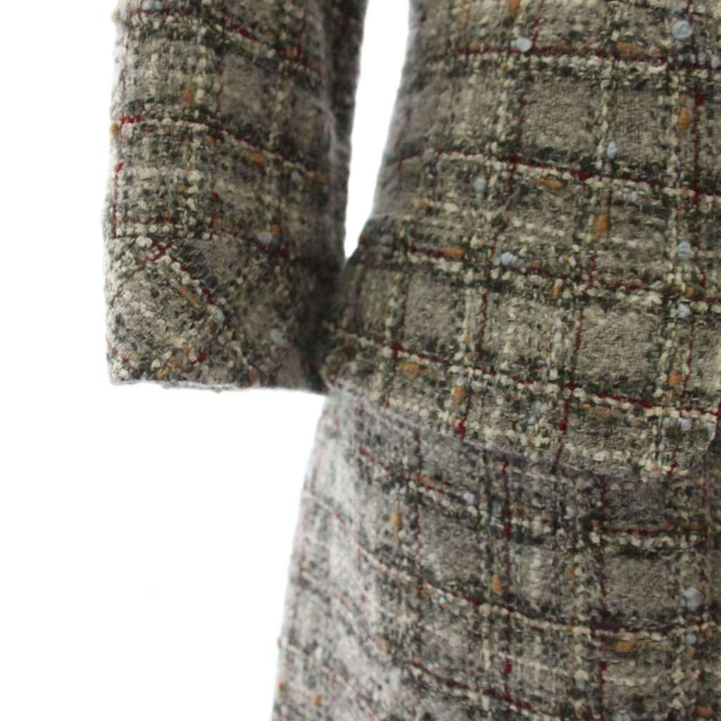 Chanel Coat Long Tweed CC Logo Coco Button 34 Gray KH — view 5