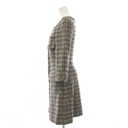 Chanel Coat Long Tweed CC Logo Coco Button 34 Gray KH — view 2