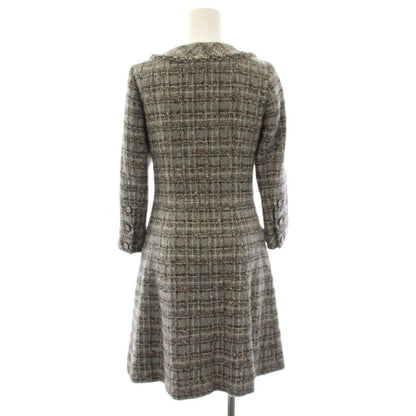Chanel Coat Long Tweed CC Logo Coco Button 34 Gray KH — view 3