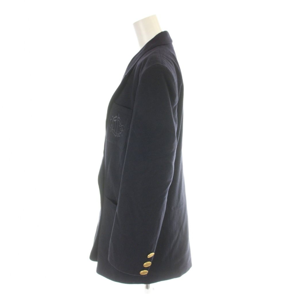 Dior Jacket Blazer Top M Navy Double Breasted Long Sleeve Emblem AP — view 3