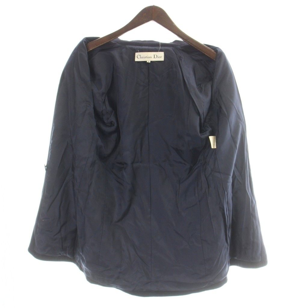 Dior Jacket Blazer Top M Navy Double Breasted Long Sleeve Emblem AP — view 4