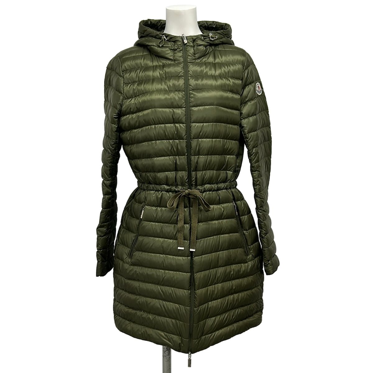 Moncler Down Coat 1 Aure Khaki Long Sleeve Zip Up Winter