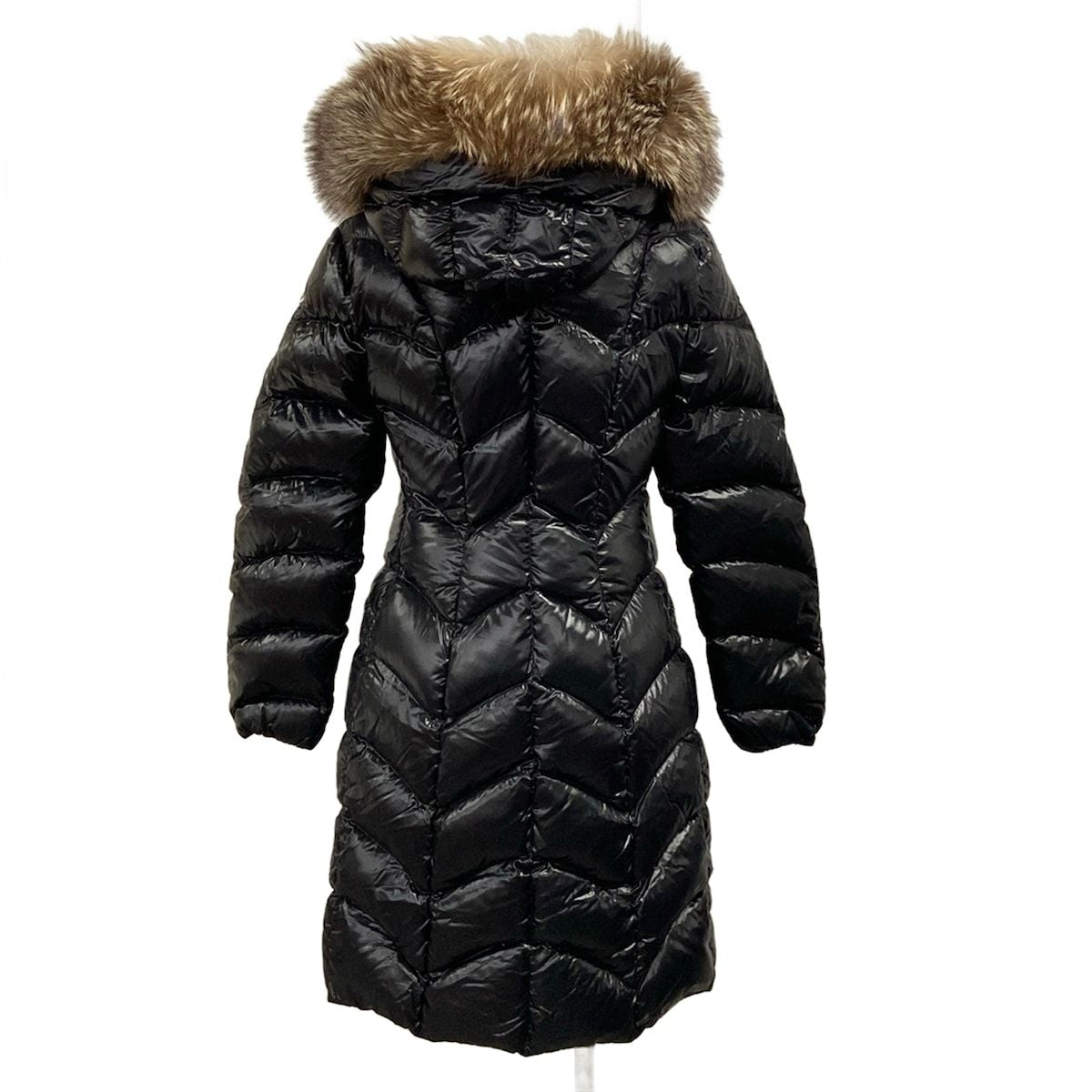 Moncler Down Coat 0 XS Albizia Black Long Sleeve Fur Removable Winter — view 2