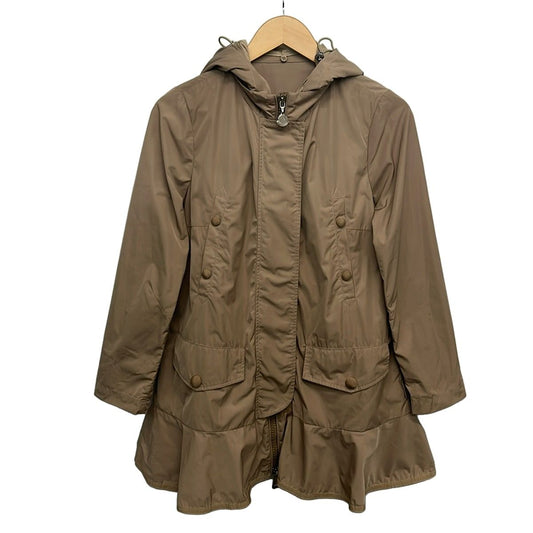 Moncler Coat 0 XS Chevaine Light Brown Long Sleeve Zip Up Hood Detachable