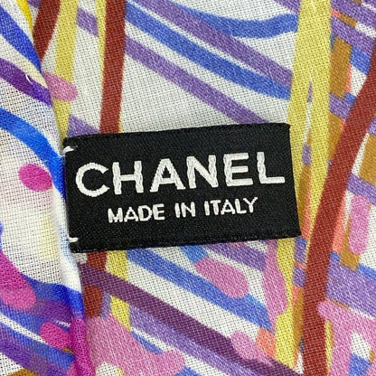 Chanel Shawl White CC Logo Cotton Scarf — view 2