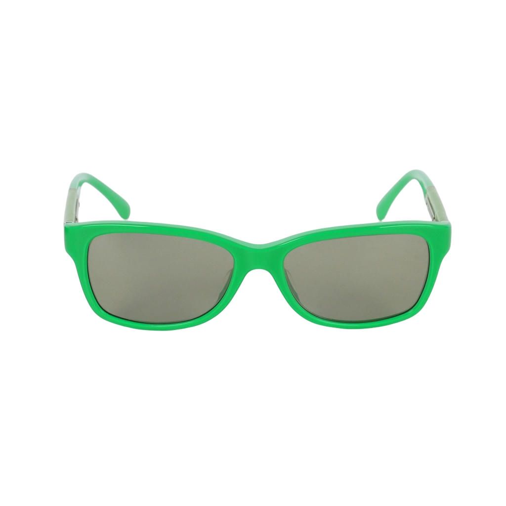 Chanel CC Logo Square Sunglasses Color Block Green Eyewear — view 2
