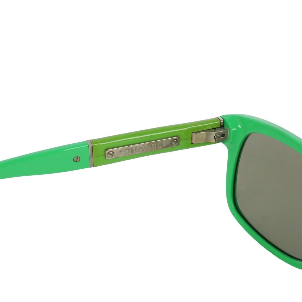 Chanel CC Logo Square Sunglasses Color Block Green Eyewear — view 5