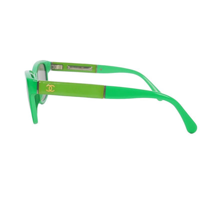 Chanel CC Logo Square Sunglasses Color Block Green Eyewear — view 3