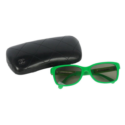 Chanel CC Logo Square Sunglasses Color Block Green Eyewear — view 6
