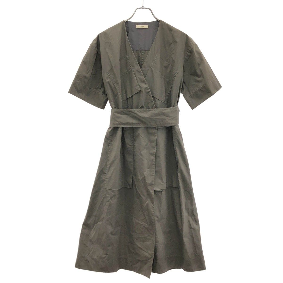 Celine by Phoebe Philo Cotton Belted Wrap Dress 2 Gray 36