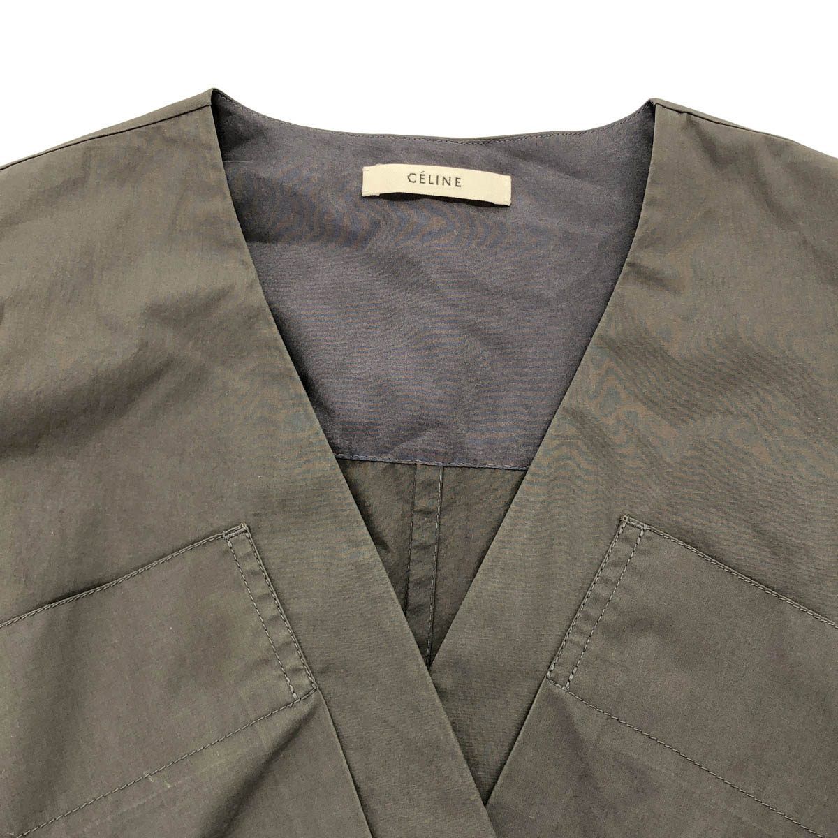 Celine by Phoebe Philo Cotton Belted Wrap Dress 2 Gray 36 — view 4
