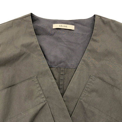 Celine by Phoebe Philo Cotton Belted Wrap Dress 2 Gray 36 — view 4