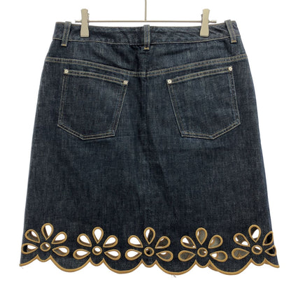 Celine Vintage Flower Cutwork Denim Skirt 2 Indigo Blue 40 — view 2
