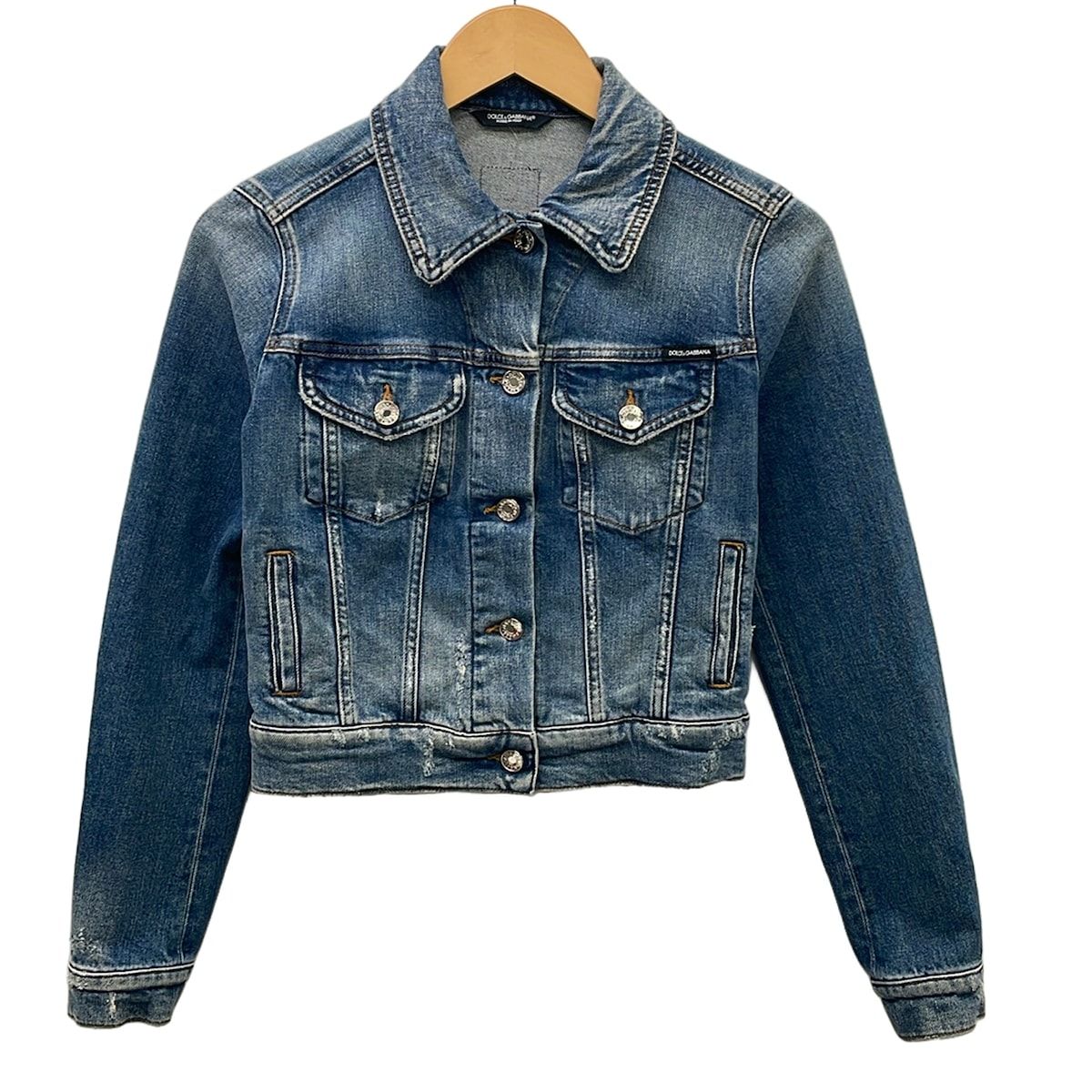 Dolce & Gabbana Jean 36 S Navy Long Sleeve Distressed Spring Autumn Jacket