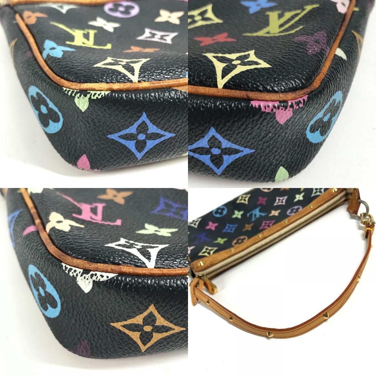 Louis Vuitton Shoulder Bag Pochette Accessoires Monogram Multicolor Canvas Noir Black — view 7