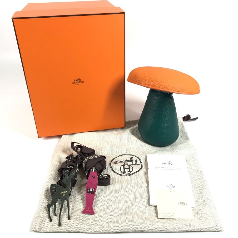 Hermes Object Paperweight Mushroom GM Leather Orange — view 7
