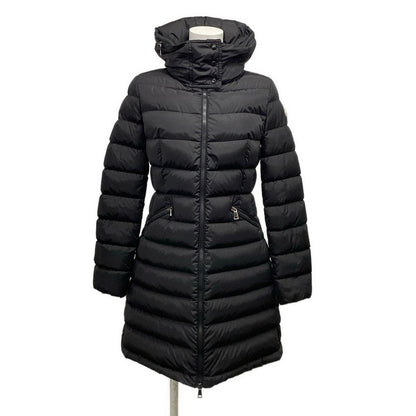 Moncler Down Coat 0 XS Flammette Black Long Sleeve Hood Winter Cotton