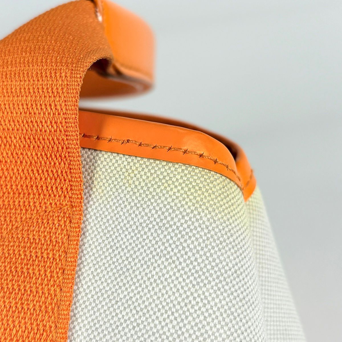 Balenciaga Navy Small Cabas Handbag Canvas Ivory Orange — view 5