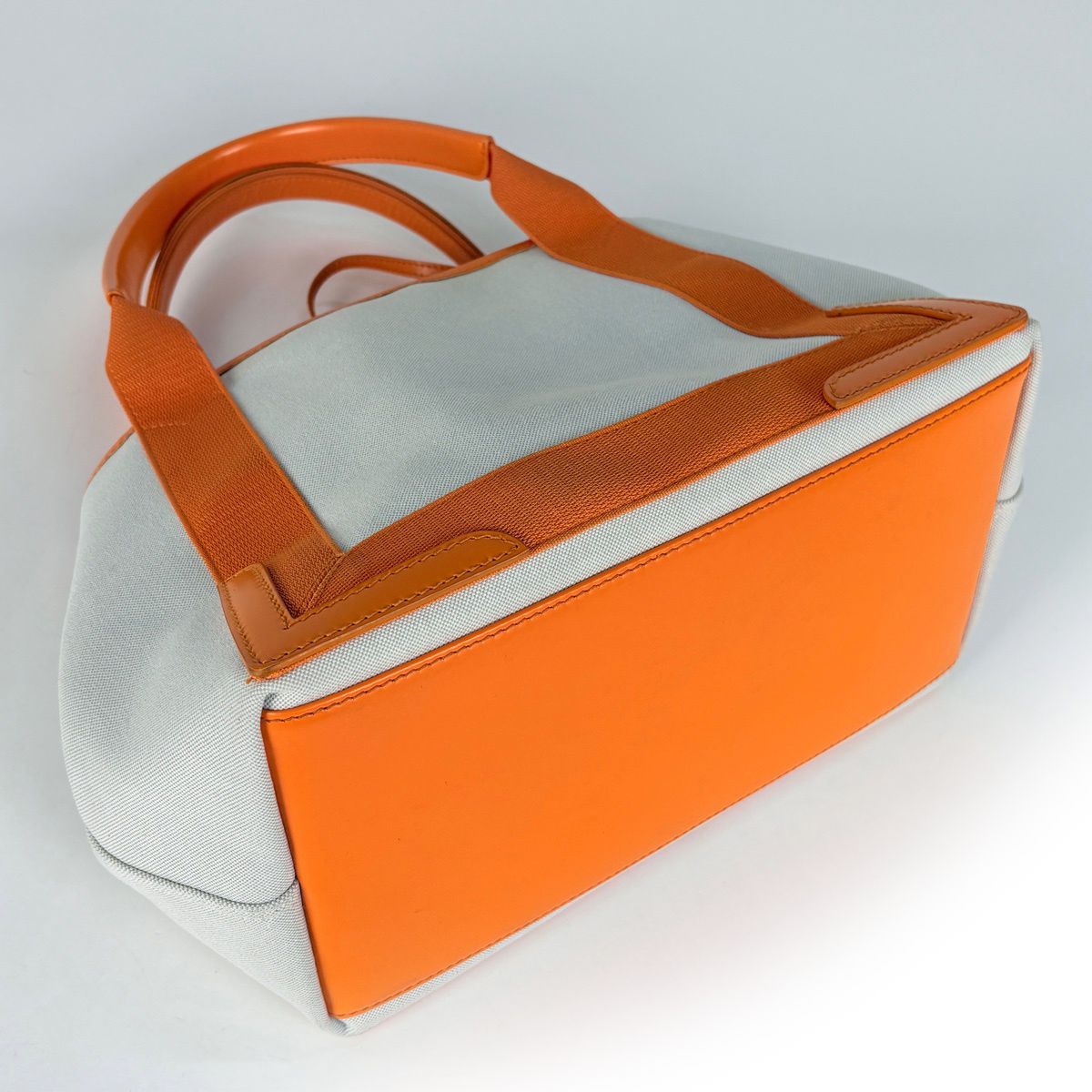 Balenciaga Navy Small Cabas Handbag Canvas Ivory Orange — view 2