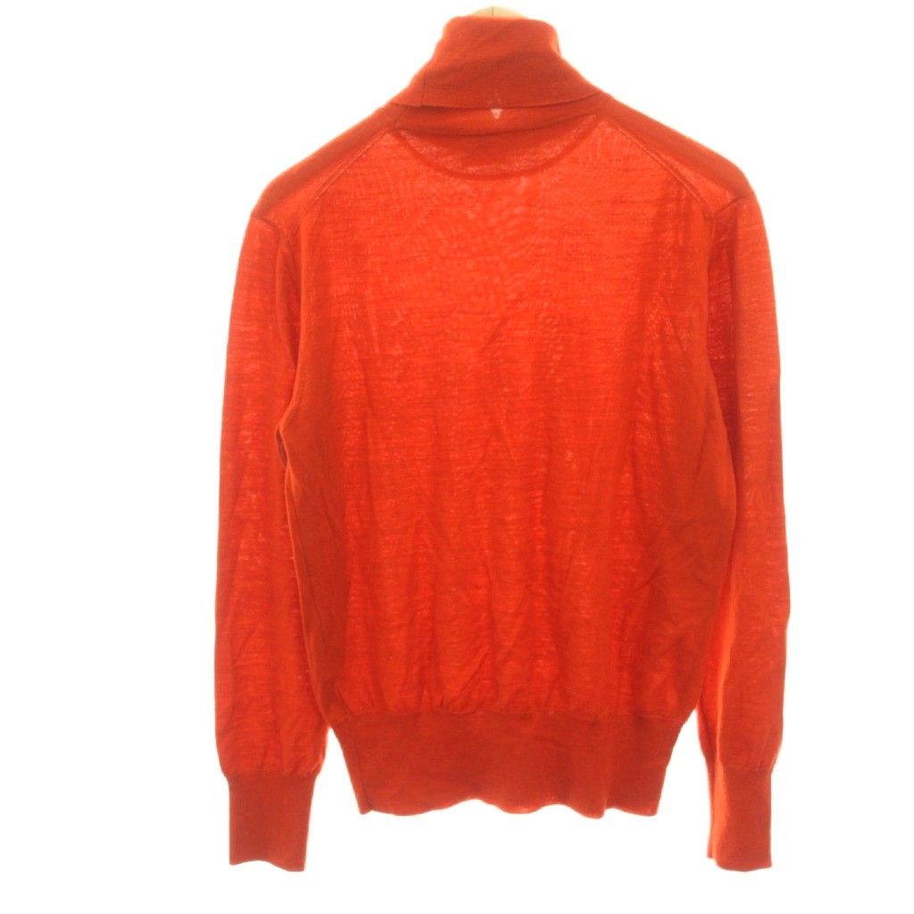 Hermes Knit Top Lightweight Turtleneck Wool la Orange HN Sweater — view 2