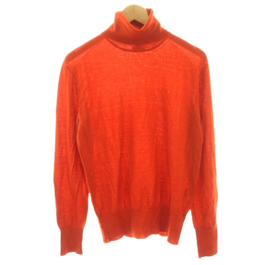 Hermes Knit Top Lightweight Turtleneck Wool la Orange HN Sweater