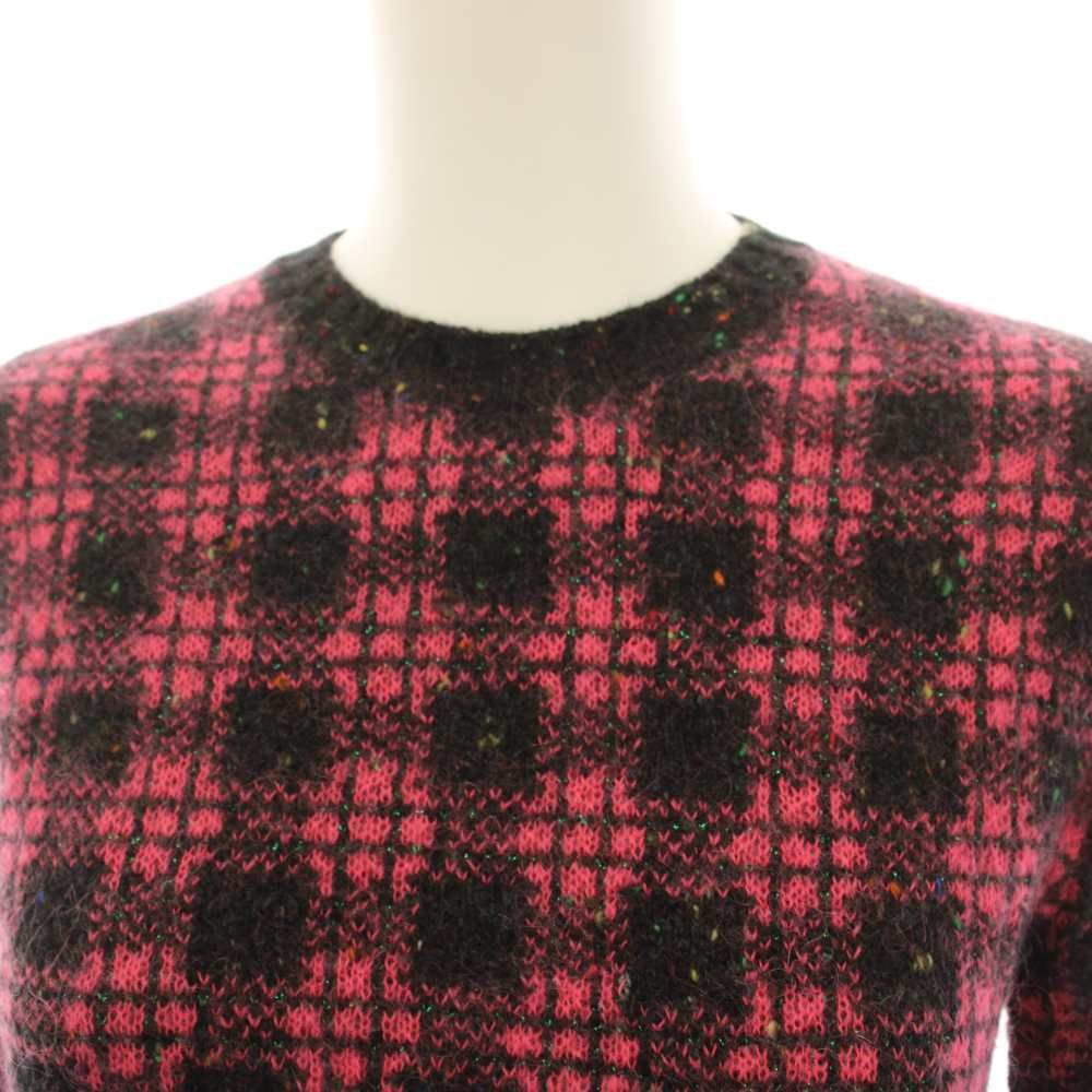 Prada Milano Knit Sweater Check Wool Mohair Blend Long Sleeve 38 Pink Black HN — view 4
