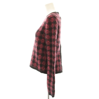 Prada Milano Knit Sweater Check Wool Mohair Blend Long Sleeve 38 Pink Black HN — view 2