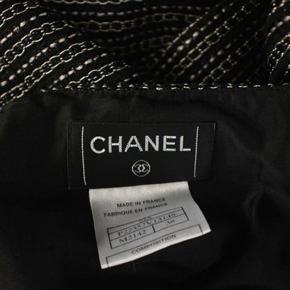 Chanel 03A CC Logo Tweed Sheer Decorative Tight Skirt Hemp Linen 38 Black AP — view 3