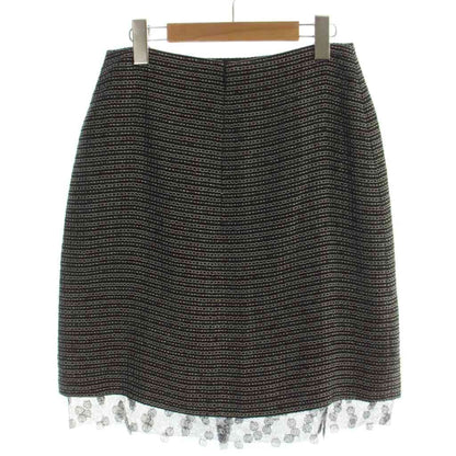 Chanel 03A CC Logo Tweed Sheer Decorative Tight Skirt Hemp Linen 38 Black AP — view 2