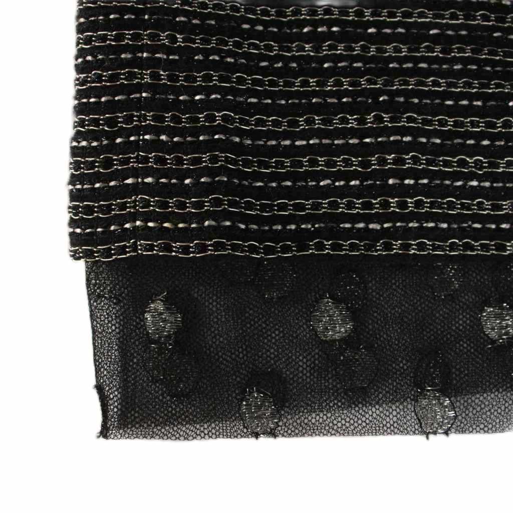 Chanel 03A CC Logo Tweed Sheer Decorative Tight Skirt Hemp Linen 38 Black AP — view 4